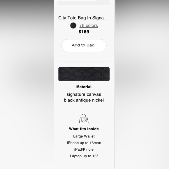 Large Coach City Tote Bag - Picture 8 of 14